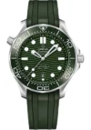 Omega Seamaster Diver 300M Co-Axial Master Chronometer Green Dial on Rubber Strap Ref 210.32.42.20.10.001 with Card