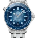 Omega Seamaster Diver 300M Co-Axial Master Chronometer Blue Dial on Bracelet Ref 210.30.42.20.03.003 with Card