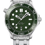 Omega Seamaster Diver 300M Co-Axial Master Chronometer Green Dial on Bracelet Ref 210.30.42.20.10.001 with Card