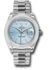 Rolex Day-Date 40 Ice Blue Diagonal Motif Index Dial on President Ref 228206 with New Style Card White  2019
