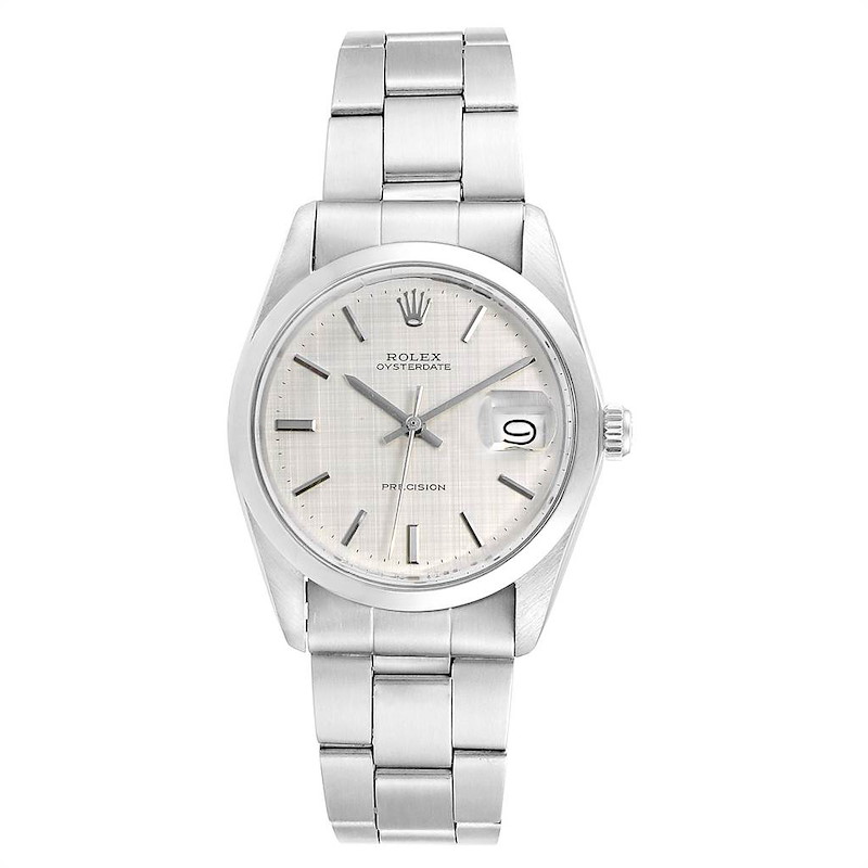 19087884_zb7tonlb788hh6lhqmln59xwzzhl.jpg Rolex Oysterdate Precision Silver Linen Dial on Oyster Ref 6694 - Image 1