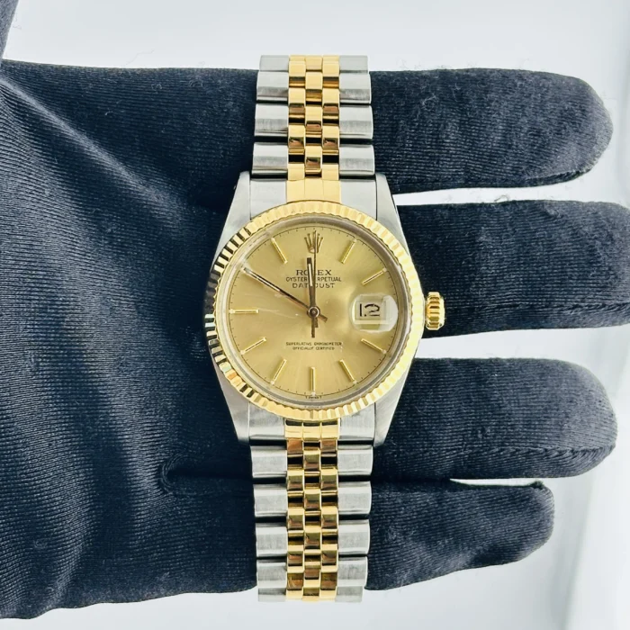 Rolex Datejust Champagne Stick Dial on D-Link Jubilee Bracelet Ref. 16013 - Image 2