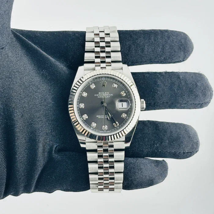 Rolex Datejust Dark Rhodium Diamond Dial on D-Link Jubilee Bracelet Ref. 126334 with New Style Card (White) 2019 - Image 2