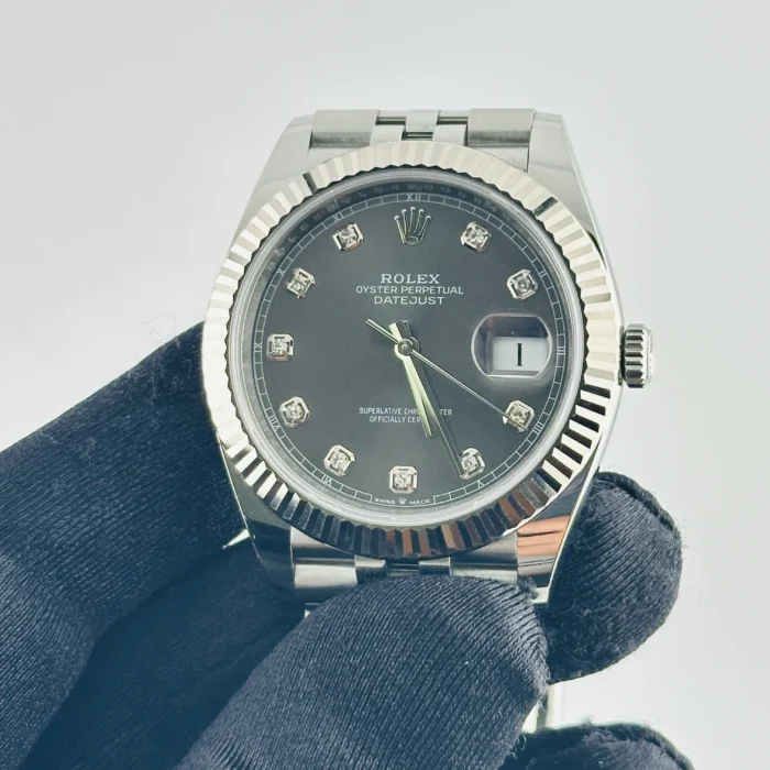 Rolex Datejust Dark Rhodium Diamond Dial on D-Link Jubilee Bracelet Ref. 126334 with New Style Card (White) 2019 - Image 3