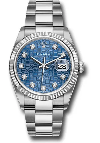 19095640_vtm1un40ktsqa40ibwhtf1ugr35s.webp Rolex Datejust Blue Jubilee Diamond Factory Dial on Oyster Bracelet Ref 126234 with New Style Card (White) 2020 - Image 1
