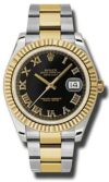 Rolex Datejust II Black Roman Dial on Oyster Ref 116333 with Card Old Green  2012