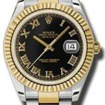 Rolex Datejust II Black Roman Dial on Oyster Ref 116333 with Card Old Green  2012