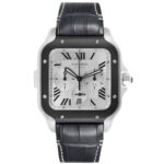 Cartier Santos XL Silver Roman Dial on Leather  Ref 4183/WSSA0017 with Card  2021