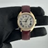 Cartier Cle Silver Roman Dial on Maroon Leather  Ref 3854 with Papers  2019 - Image 2