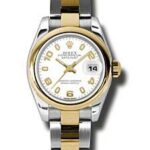 Rolex Datejust Lady White Arabic Stick Dial on Oyster Ref 179163