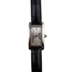 Cartier Tank Americaine Silver Roman Dial on Leather Ref WSTA0017 with Card