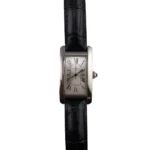 Cartier Tank Americaine Silver Roman Dial on Leather Ref WSTA0017 with Card