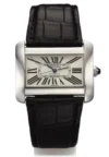Cartier Tank Divan Silver Dial on Leather Ref 2612 with Papers