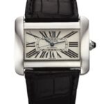 Cartier Tank Divan Silver Dial on Leather Ref 2612 with Papers
