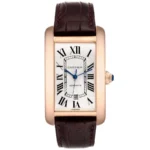 Cartier Tank Americaine XL Silver Roman Dial on Leather Ref 2927 with Papers  2009