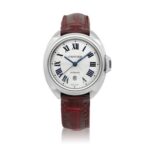 Cartier Cle Silver Dial on Leather Ref 3867 with Card  2018