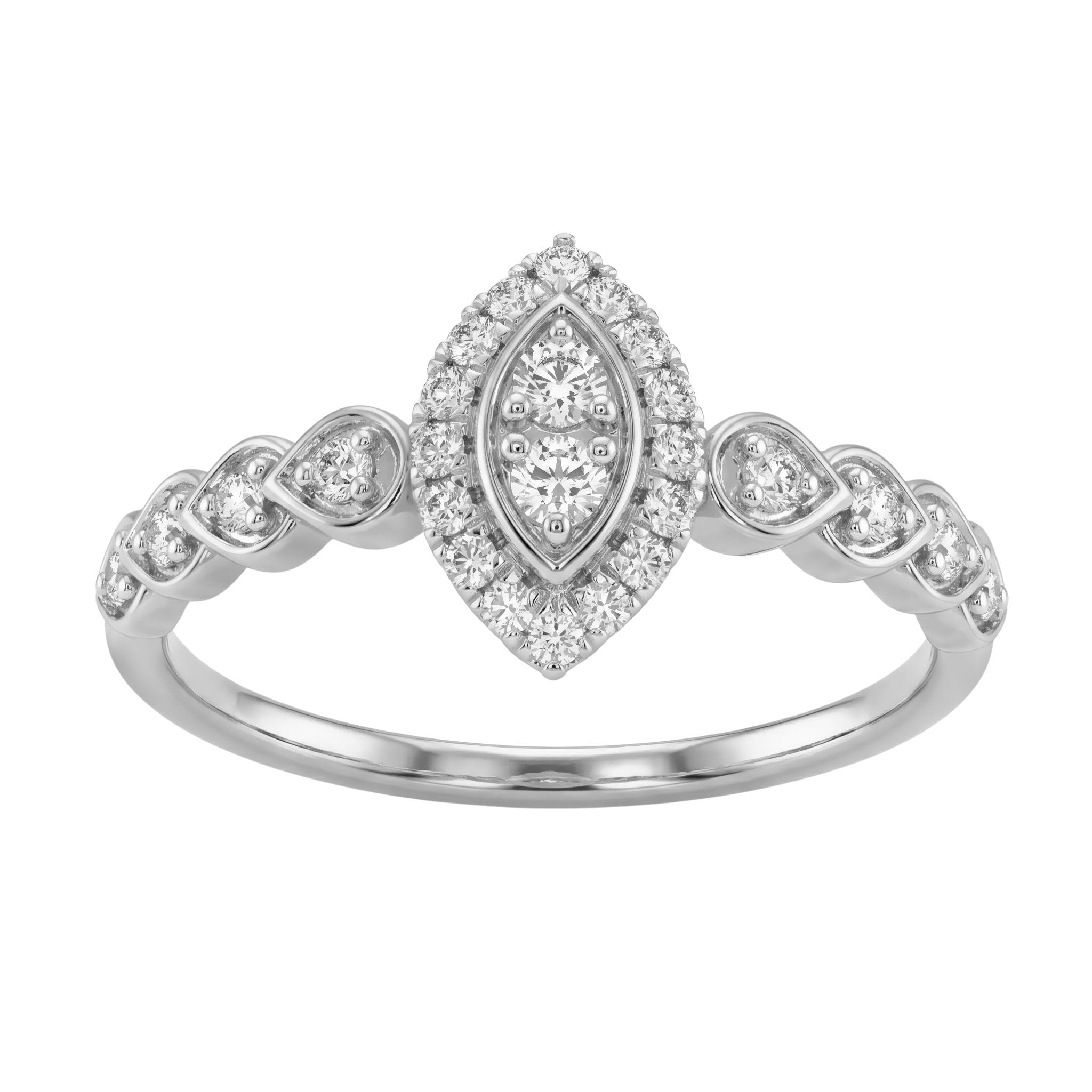 19179711_359208W-SS.jpg.jpg Sterling Silver Ladies 0.25CT Round Diamond Halo Engagement Ring Elegant Bridal Jewelry - Image 1