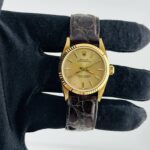 Rolex Oyster Perpetual Champagne Stick Dial on Am Leather Ref 67518