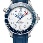 Omega Seamaster Diver 300M White Dial on Rubber Strap Ref 210.32.42.20.04.002 with Card