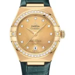 Omega Constellation Co-Axial Champagne Dial on Leather Strap Ref 131.58.29.20.58.001 with Card