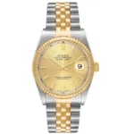 Rolex Datejust Champagne Stick Dial on D Link Jubilee Ref 16233 with Papers