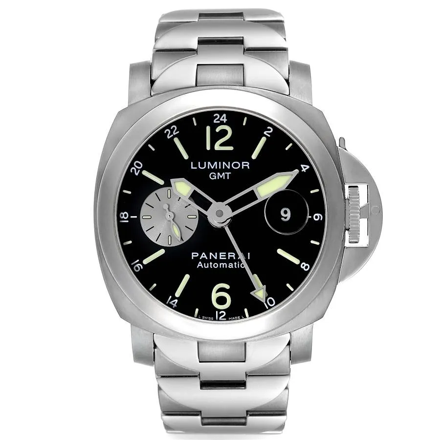 19206318_u5sf91yepb9h9p2yp98p5ydh8ype.webp Panerai Luminor GMT Black Dial on Stainless Steel / Titanium Ref PAM00161 - Image 1