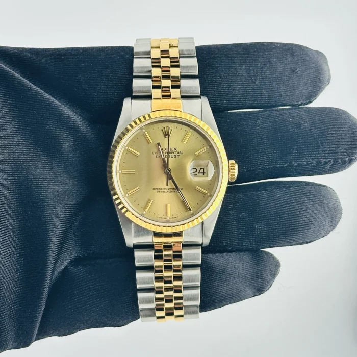 Rolex Datejust Champagne Stick Dial on D-Link Jubilee Ref. 16233 - Image 2