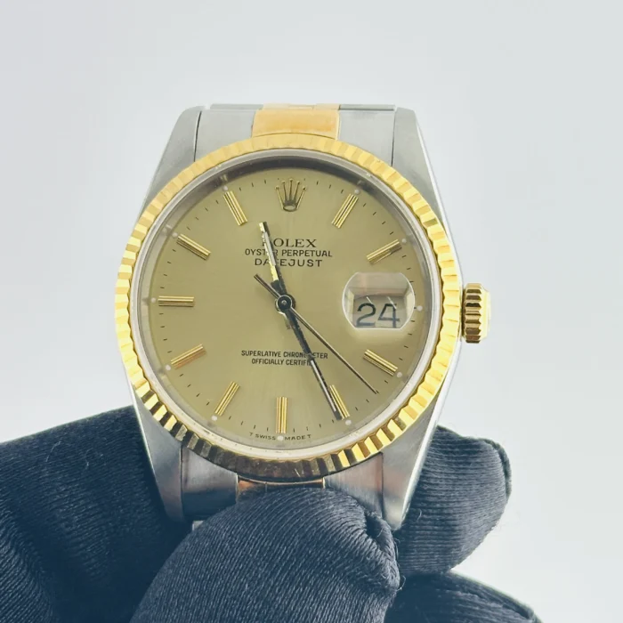 Rolex Datejust Champagne Stick Dial on D-Link Jubilee Ref. 16233 - Image 3