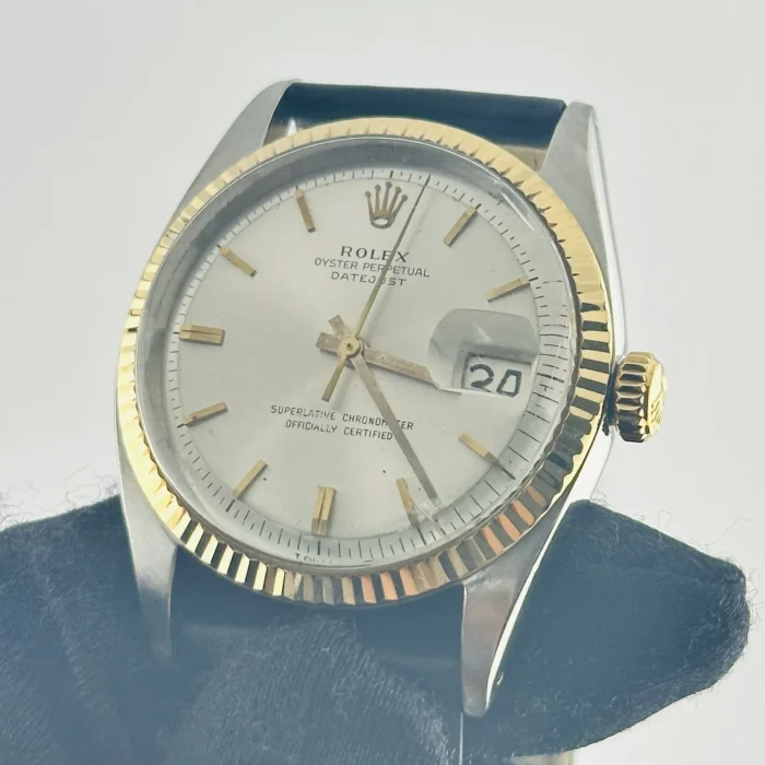 Rolex Datejust Silver / Gold Stick Dial on Generic Leather Band Ref. 1601/3 - Image 2