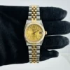 Rolex Datejust Champagne Tapestry  Dial on D Link Jubilee Ref 68273 with Papers  1995 - Image 2