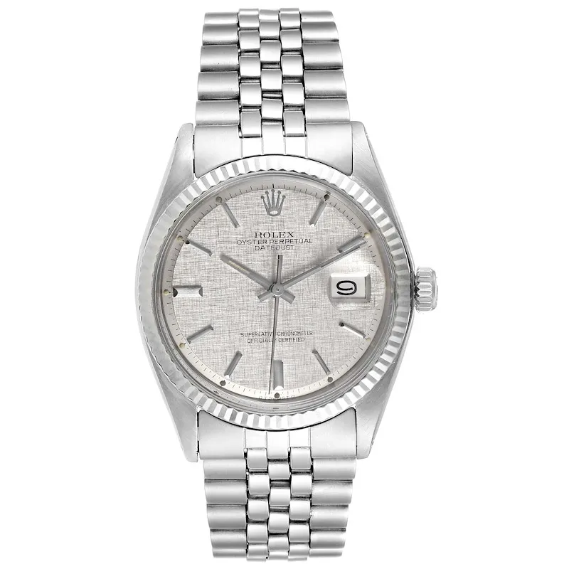 19228207_ruxavjhs8aea87uu0a6cp5uxfjij.webp Rolex Datejust Silver Linen Dial on D Link Jubilee Ref 1601/4 - Image 1