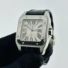 Cartier Santos Silver Roman Dial on Leather Strap Ref 2656/W20076X8 - Image 3