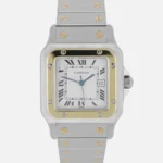 Cartier Santos Galbee White Roman Dial on 2 Tone Bracelet Ref 2961