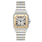 Cartier Santos Galbee White Roman Dial on 2 Tone Bracelet Ref 2961