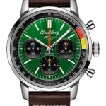 Breitling Top Time Green Dial on Leather Strap Ref AB01762A1L1X1 with Card