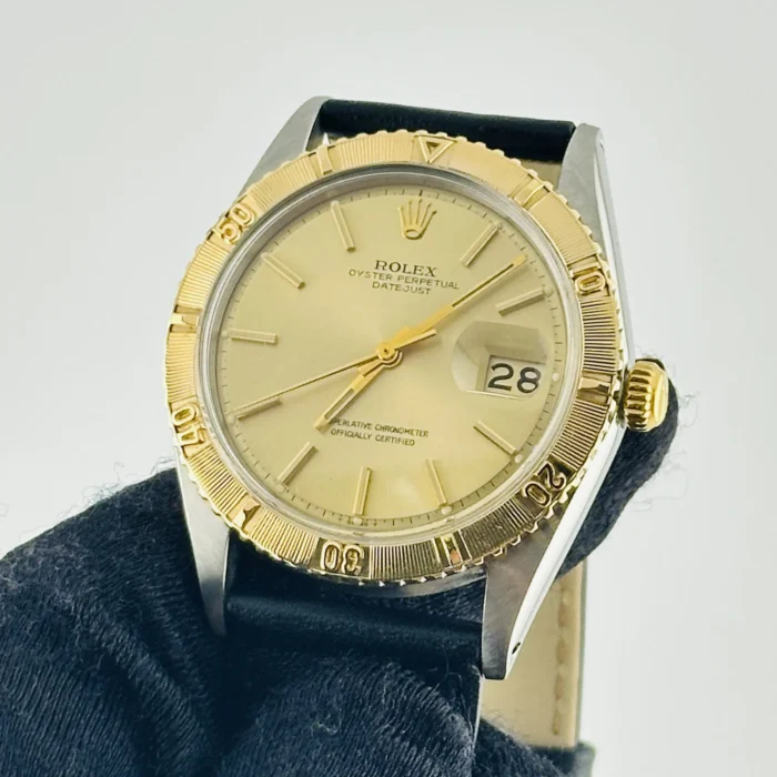 Rolex Datejust Turnograph Champagne Stick Dial on Generic Leather Band Ref. 1625 - Image 2