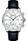 Iwc Portugieser Chronograph Silver Dial on Leather Strap Ref IW371605 with Card  2023