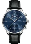 Iwc Portugieser Chronograph Blue Dial on Leather Strap Ref IW371606 with Card  2021