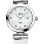 Omega De Ville Ladymatic Omega Co-Axial White Diamond Dial on Leather Strap Ref 425.32.34.20.55.002 with Card