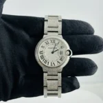 Cartier Ballon Bleu  Silver Roman Dial on Diamond Ref 3005