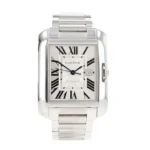 Cartier Tank Silver Dial on Stainless Steel Bracelet Ref 3511