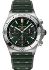Breitling Chronomat B01 Green Dial on Rubber Strap Ref AB0134101L2S1 with Card