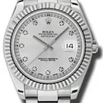 Rolex Datejust II Silver Diamond Dial on Oyster Ref 116334 with Card Old Green  2012