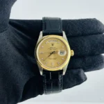 Rolex Day Date Tridor Champagne Diamond Factory Dial on Am Leather Strap Ref 18039B