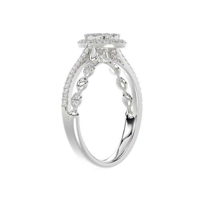 Adies 0.25Ct Round Diamond Sterling Silver White Promise Ring � Halo Oval Design With Split Shank, Elegant Women�S Jewelry - Image 3