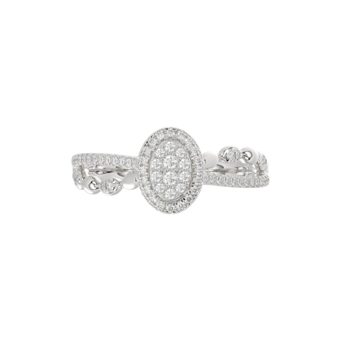 Adies 0.25Ct Round Diamond Sterling Silver White Promise Ring � Halo Oval Design With Split Shank, Elegant Women�S Jewelry - Image 5