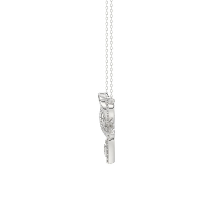 Stylish 10K White Gold 0.15Ct Ladies Necklace Featuring Intertwined Double Hearts And Diamond Accents. A Delicate And Elegant Fine Jewelry - Image 2