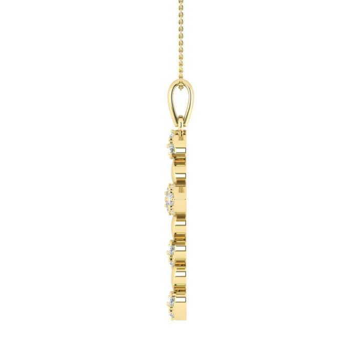 LADIES PENDANT WITH CHAIN 0.25CT ROUND DIAMOND 10K YELLOW GOLD - Image 3