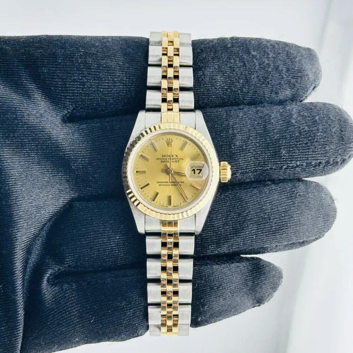 Rolex Datejust Lady Champagne Stick Dial on D-Link Jubilee Bracelet Ref. 69173 - Image 2