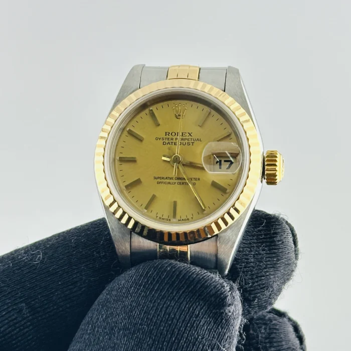 Rolex Datejust Lady Champagne Stick Dial on D-Link Jubilee Bracelet Ref. 69173 - Image 3